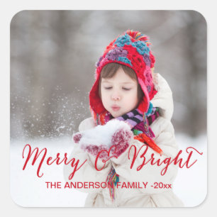 Red Merry and Bright Holiday Photo Sticker