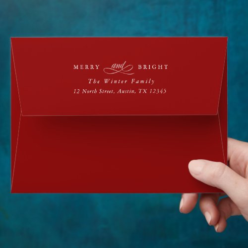 Red Merry and Bright Holiday Return Address  Envelope