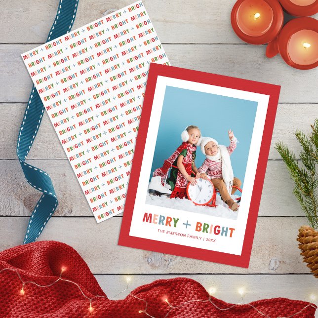 Red Merry and Bright Photo Christmas Holiday Card (Red Merry and Bright Photo Christmas Holiday Card
)