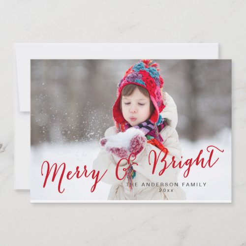Red Merry and Bright Photo Holiday Card