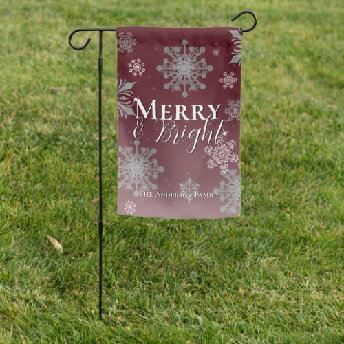 Red Merry and Bright Snowflakes Christmas Garden Flag