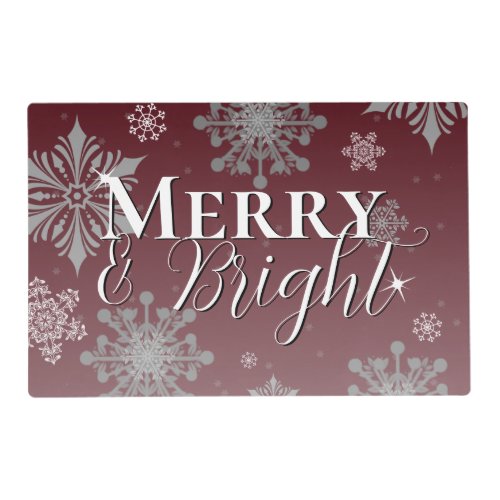 Red Merry and Bright Snowflakes Christmas Placemat