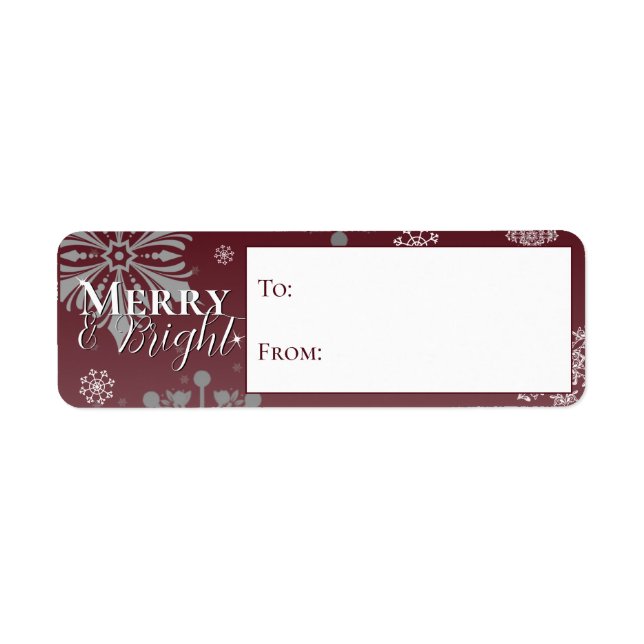Red Merry and Bright Snowflakes To and From Label (Front)