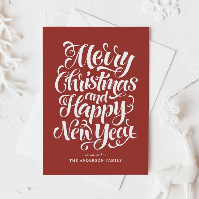 Red Merry Christmas and a Happy New Year Holiday Postcard (Creator Uploaded)