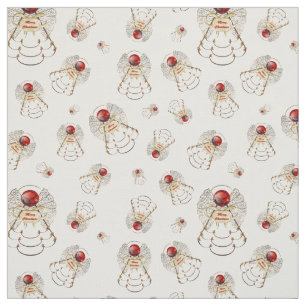 Red Merry Christmas Angel Seamless Pattern Fabric