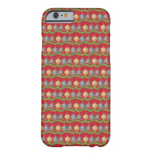 RED Merry Christmas ball ornaments pattern Barely There iPhone 6 Case