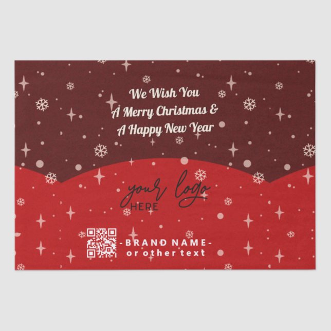 Red Merry Christmas Business Logo QR code Tissue P Paper (Front)