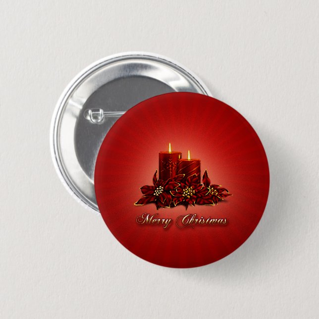 Red Merry Christmas Candle Button (Front & Back)
