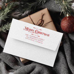 Red Merry Christmas Classic Return Address Self-inking Stamp