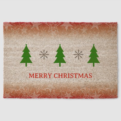 Red Merry Christmas Coir Door Mat