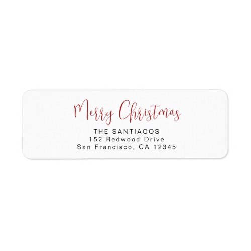 Red Merry Christmas Custom Holiday Address Label