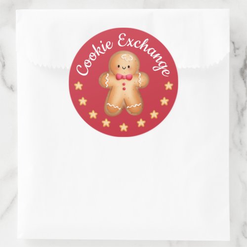 Red Merry Christmas Cute Gingerbread Man Classic Round Sticker