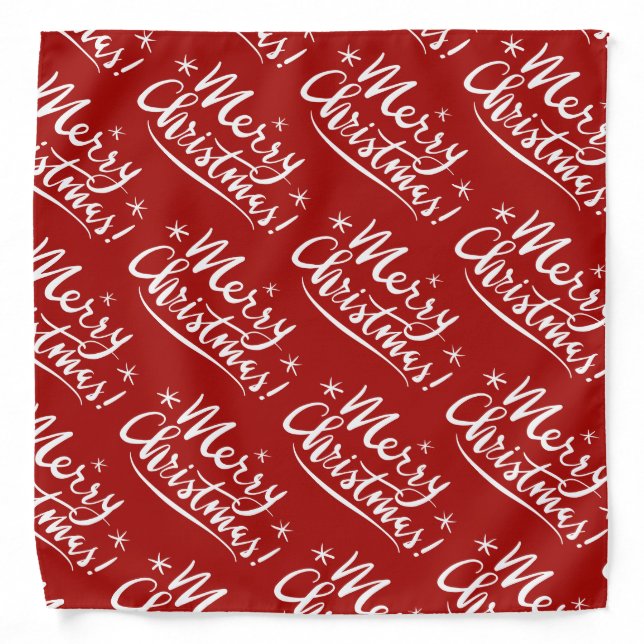 Red Merry Christmas dog bandana pet kerchief (Front)