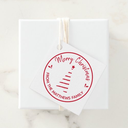 Red Merry Christmas From Custom Name Tag