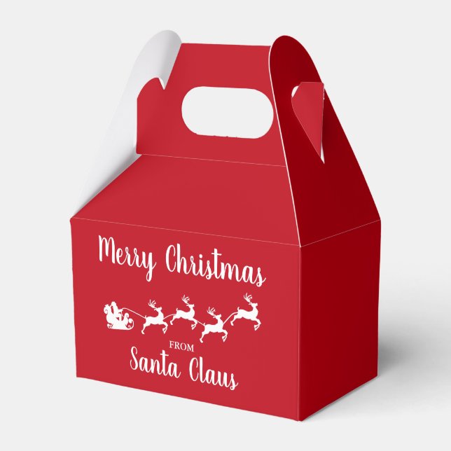 Red Merry Christmas From Santa Claus Favor Boxes (Front Side)