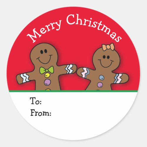 Red Merry Christmas Gingerbread Man Custom  Classic Round Sticker
