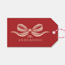 Red Merry Christmas Holiday Bow Gift Tag