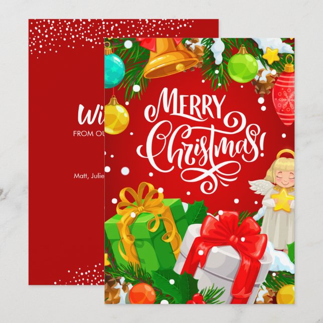 Red Merry Christmas Holiday Card (Front/Back)