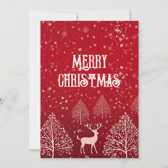 Red Merry Christmas Holiday Card (Front)