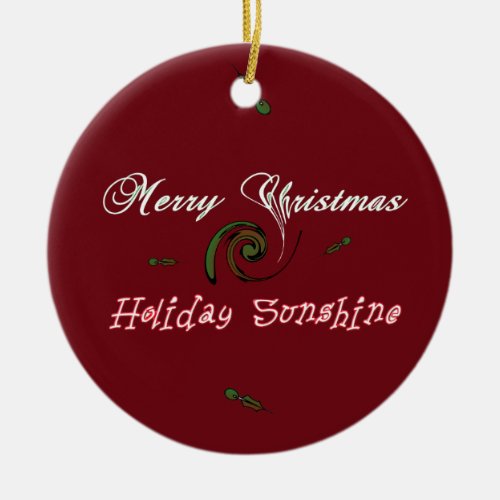 Red Merry Christmas Holiday Sunshine Wishespng Ceramic Ornament