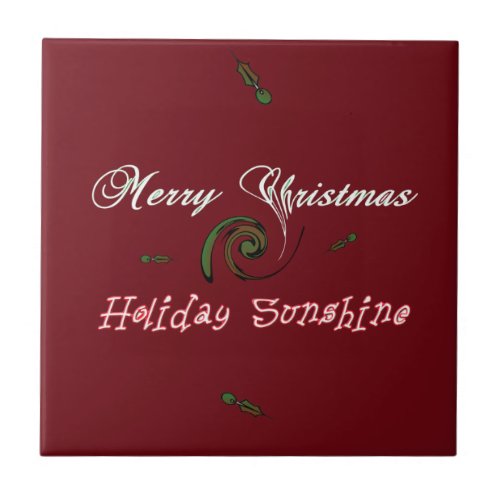 Red Merry Christmas Holiday Sunshine Wishespng Ceramic Tile