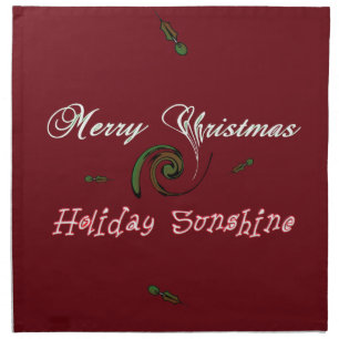 Red Merry Christmas Holiday Sunshine Wishes.png Cloth Napkin