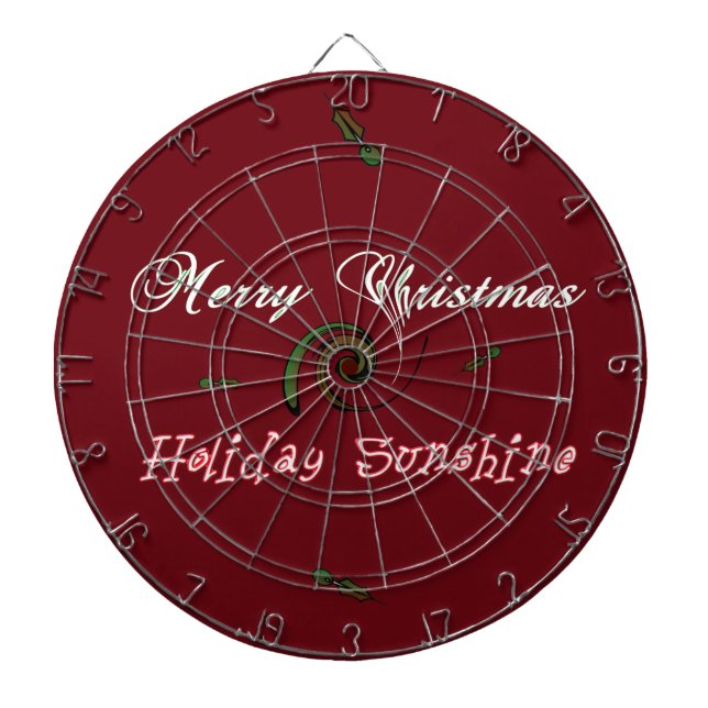 Red Merry Christmas Holiday Sunshine Wishes.png Dartboard With Darts (Front)