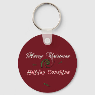 Red Merry Christmas Holiday Sunshine Wishes.png Keychain
