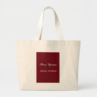 Red Merry Christmas Holiday Sunshine Wishes.png Large Tote Bag