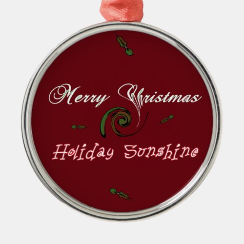 Red Merry Christmas Holiday Sunshine Wishespng Metal Ornament