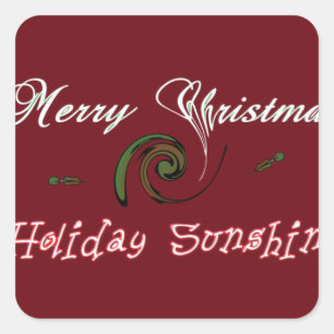 Red Merry Christmas Holiday Sunshine Wishes.png Square Sticker