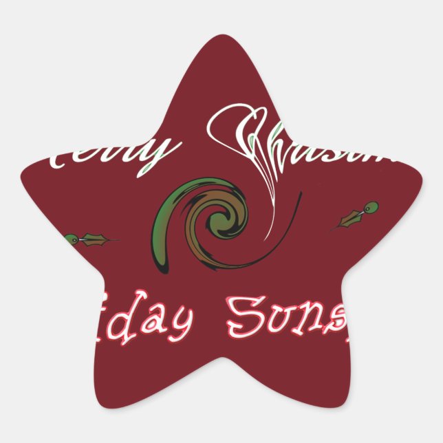 Red Merry Christmas Holiday Sunshine Wishes.png Star Sticker (Front)