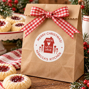 Red Merry Christmas Made With Love Baking Sticker