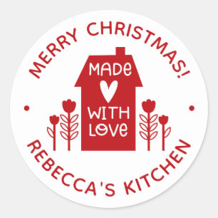 Red Merry Christmas Made With Love Baking Sticker