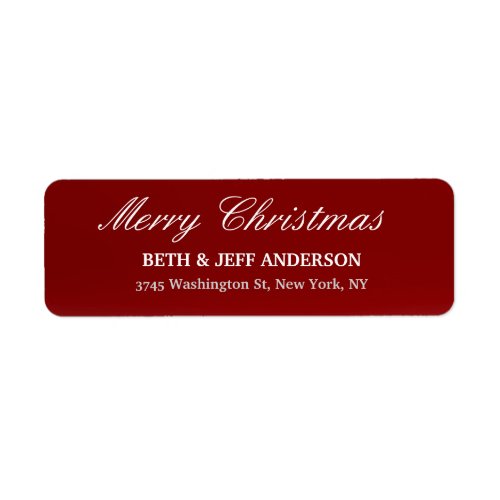 Red Merry Christmas Message Family Sheet Label