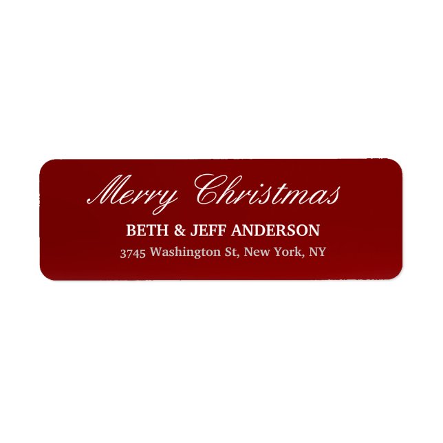 Red Merry Christmas Message Family Sheet Label (Front)