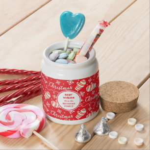 Red Merry Christmas Mittens Gift Candy Jar