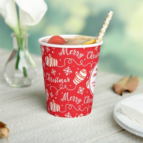 Red Merry Christmas Mittens Paper Cups