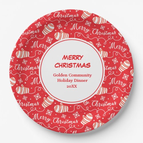 Red Merry Christmas Mittens Paper Plates