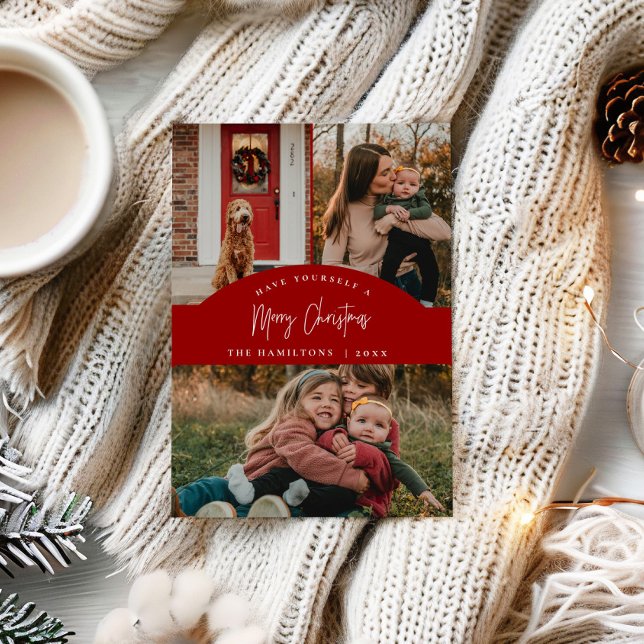 Red Merry Christmas Modern Minimalist Card (Creator Uploaded)