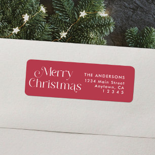 Red Merry Christmas Modern Type Label
