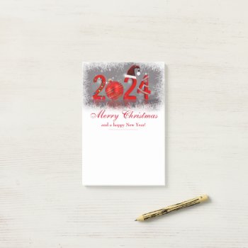 Red Merry Christmas New Year 2024 Festive Post-it Notes by SorayaShanCollection at Zazzle