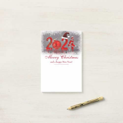 Red Merry Christmas New Year 2024 Festive Post_it Notes