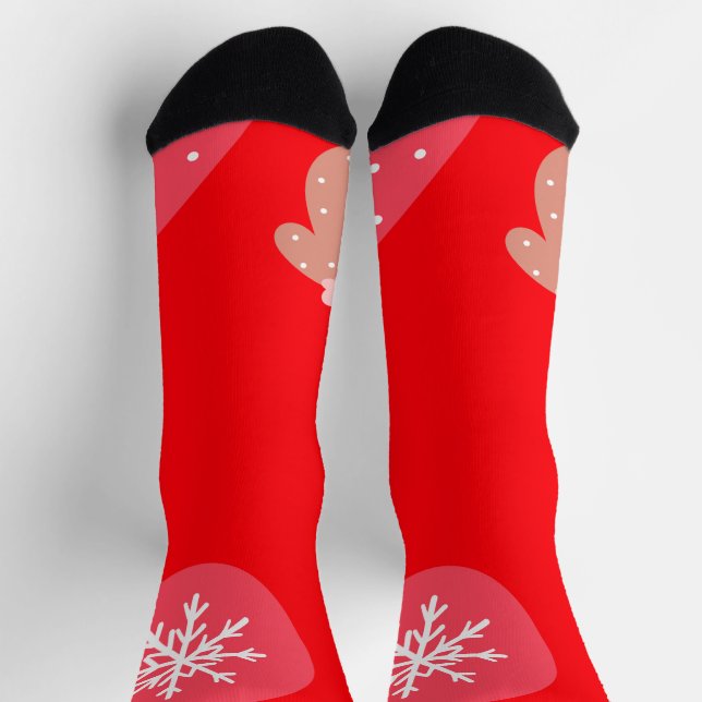 Red Merry Christmas Ornaments Snowflakes Gloves Socks (Top)