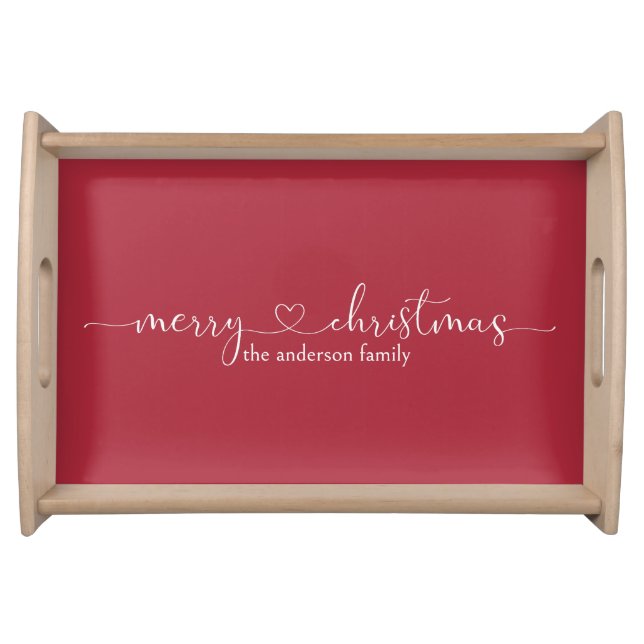 Red Merry Christmas Personalized Serving Tray (Front)