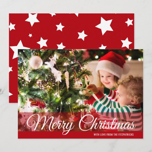 Red Merry Christmas Photo Card (Front/Back)