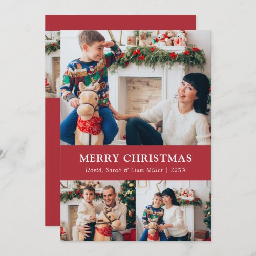 Red Merry Christmas Photo Collage Card