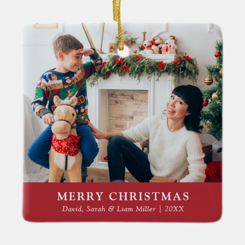 Red Merry Christmas Photo Ornament