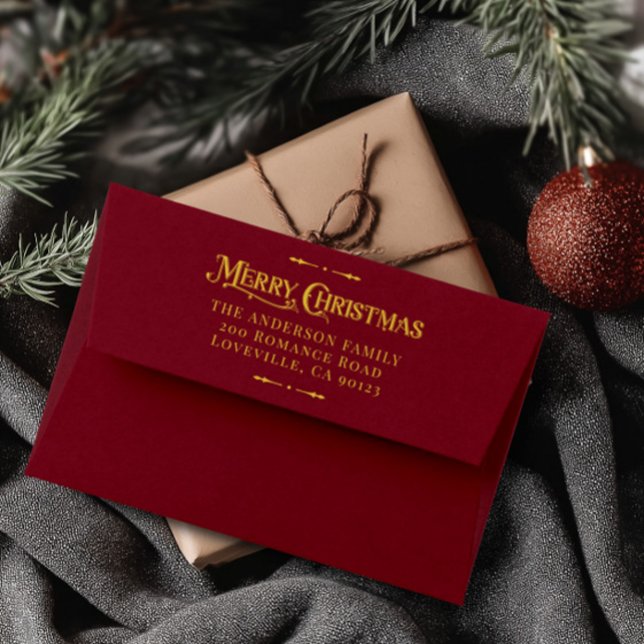 Red  Merry Christmas Return Address Envelope (Red Merry Christmas Return Address Envelope)