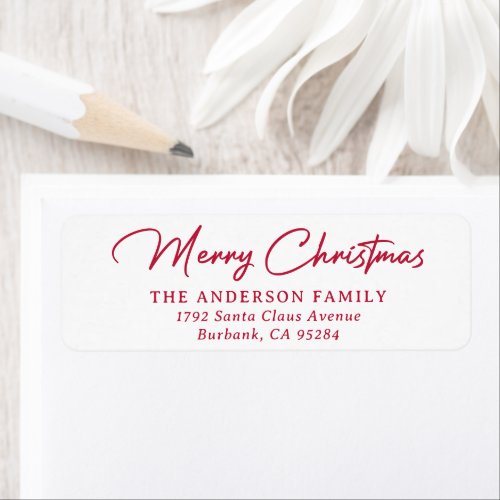 Red Merry Christmas Return Address Labels